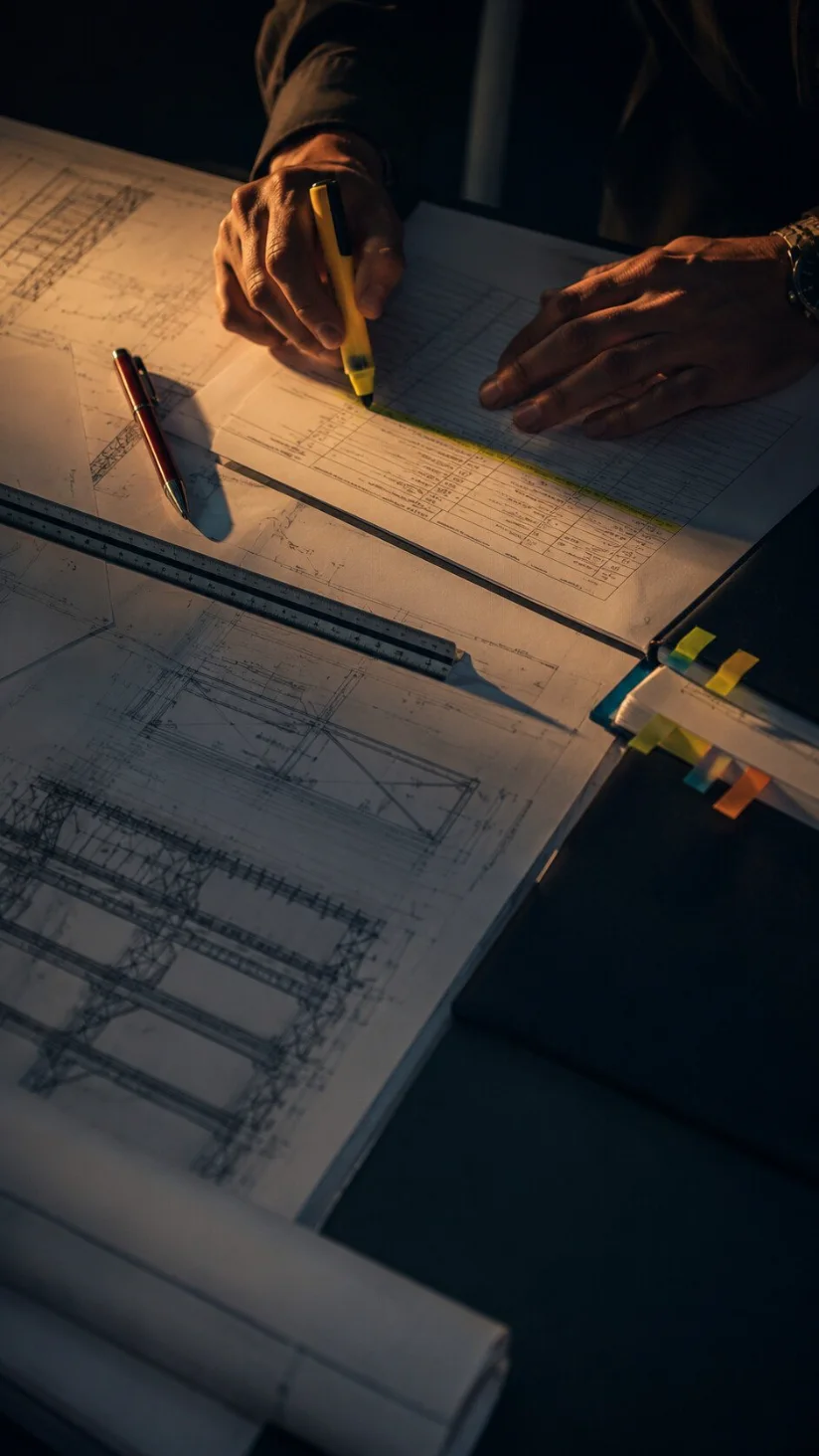Marking up a tender requirement against construction drawings